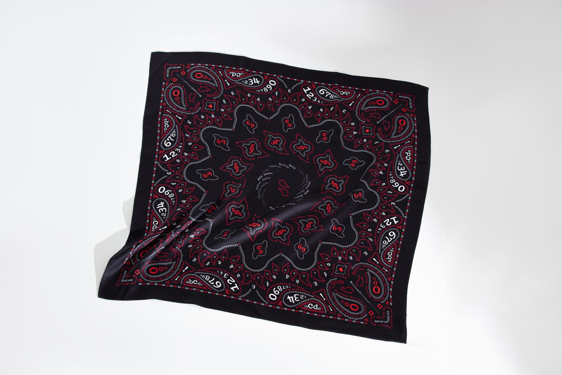 Yota Fonts - shop - Nocturne silk satin bandana