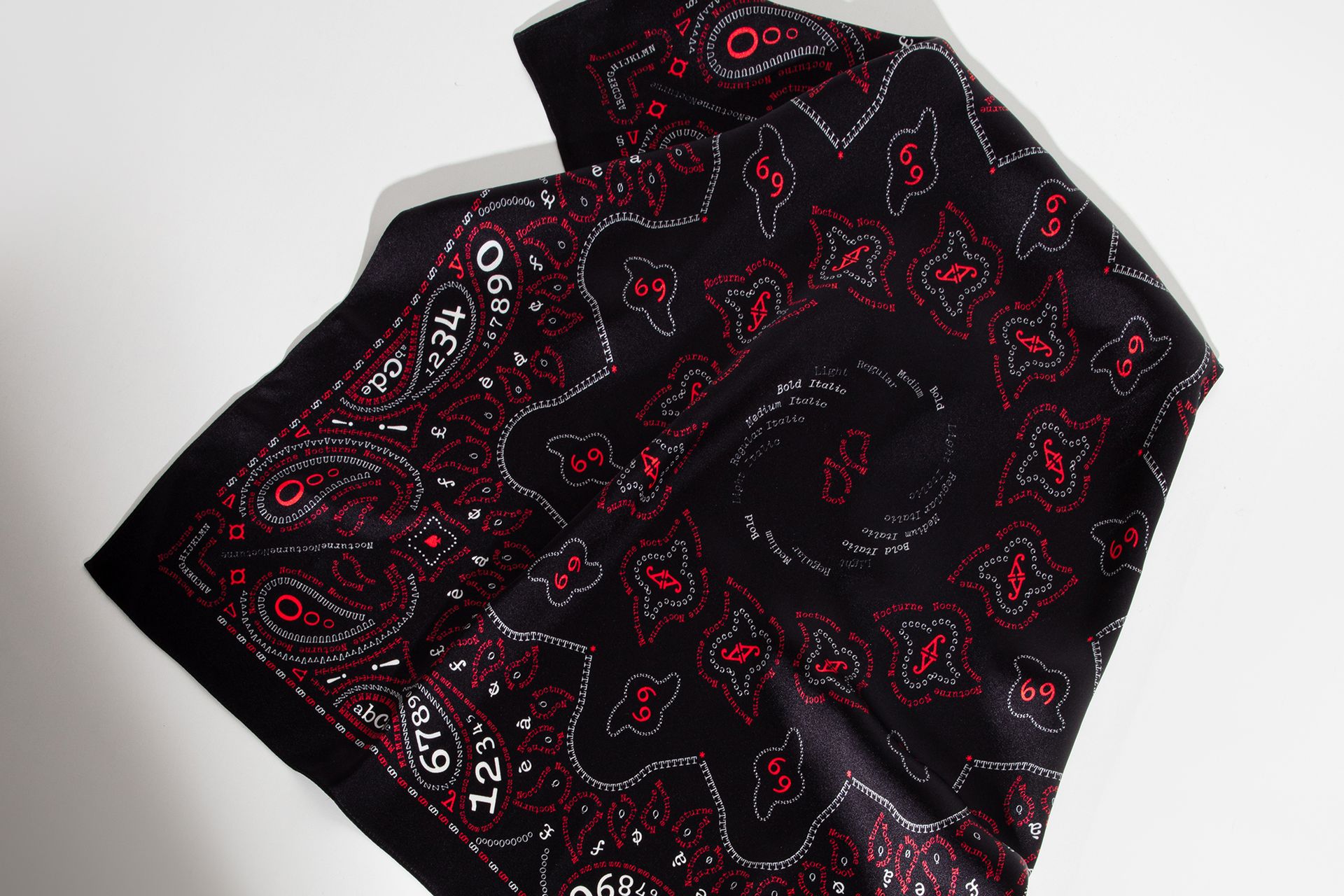 Yota Fonts - shop - Nocturne silk satin bandana