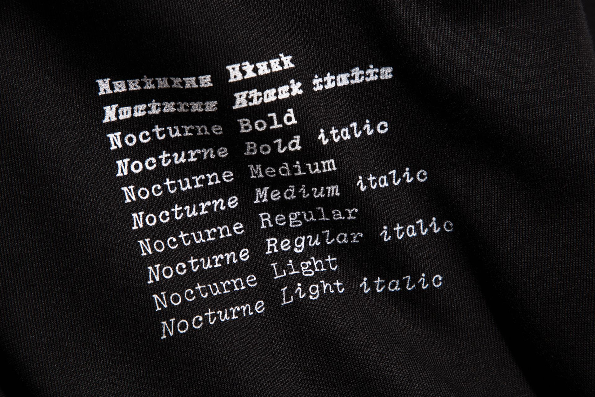 Yota Fonts - shop - Nocturne t-shirt